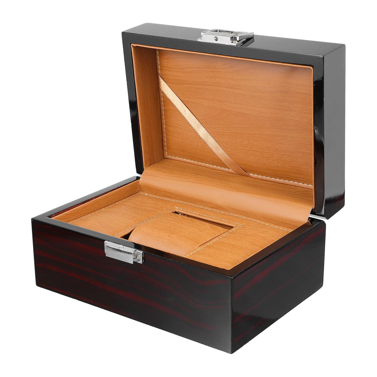 UKCOCO Boîte De Rangement en Bois Laqué 7.87X5.51X3.94In Organisateur Durable pour Montres Homme Et Femme avec Charnières Et Fermoirs Exquis Coffret Compact Et Élégant