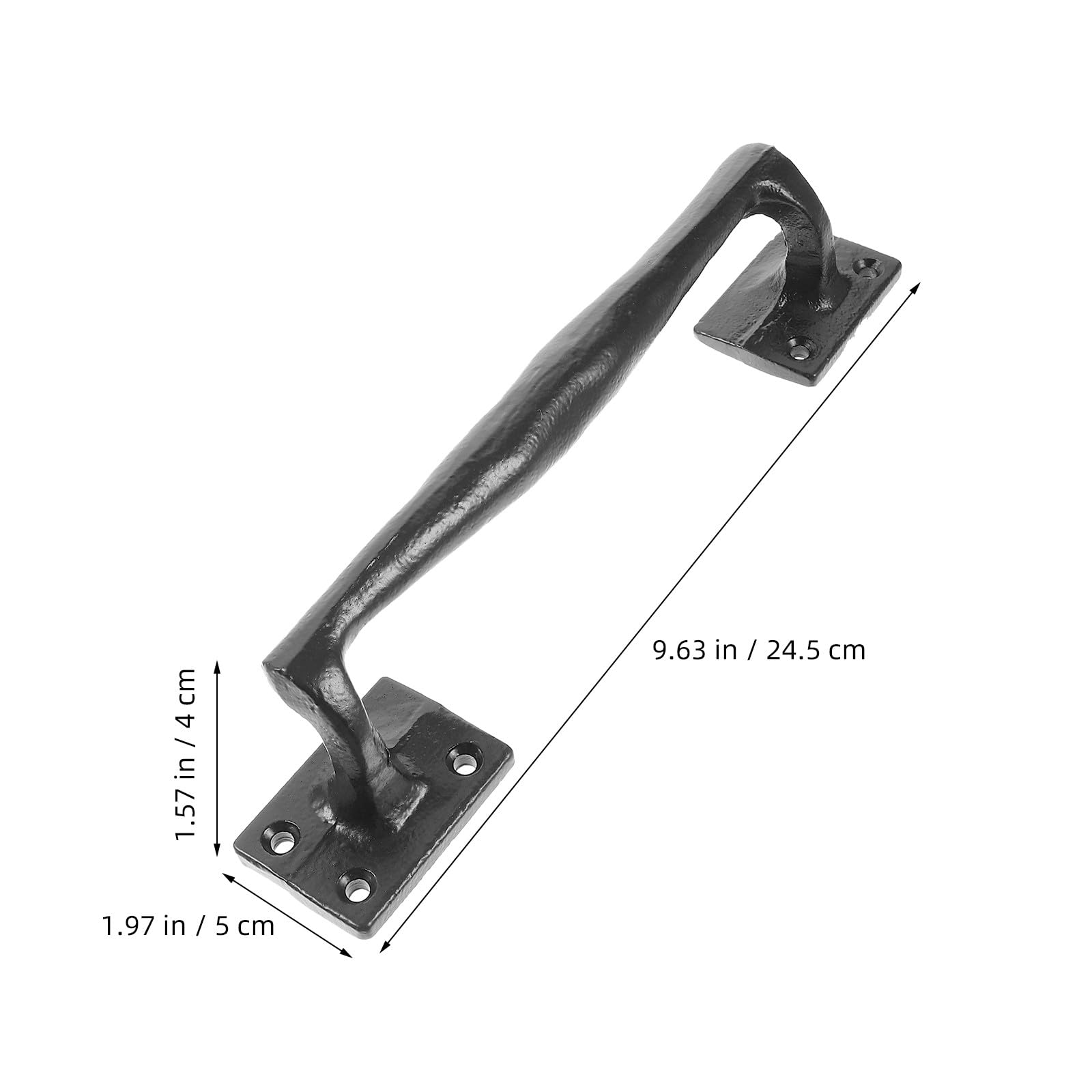 Lot de 2 poignées de porte coulissante de style grange - Poignée en fonte noire de 24,5 cm (9,65 pouces) - Quincaillerie rustique de style ferme - Poignée en métal robuste pour portes