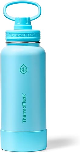 Miniatura 13 de ThermoFlask - Botella de agua de acero inoxidable aislada al vacío de doble pared, 32 onzas con tapa con canalón, rosa impactante Rosado