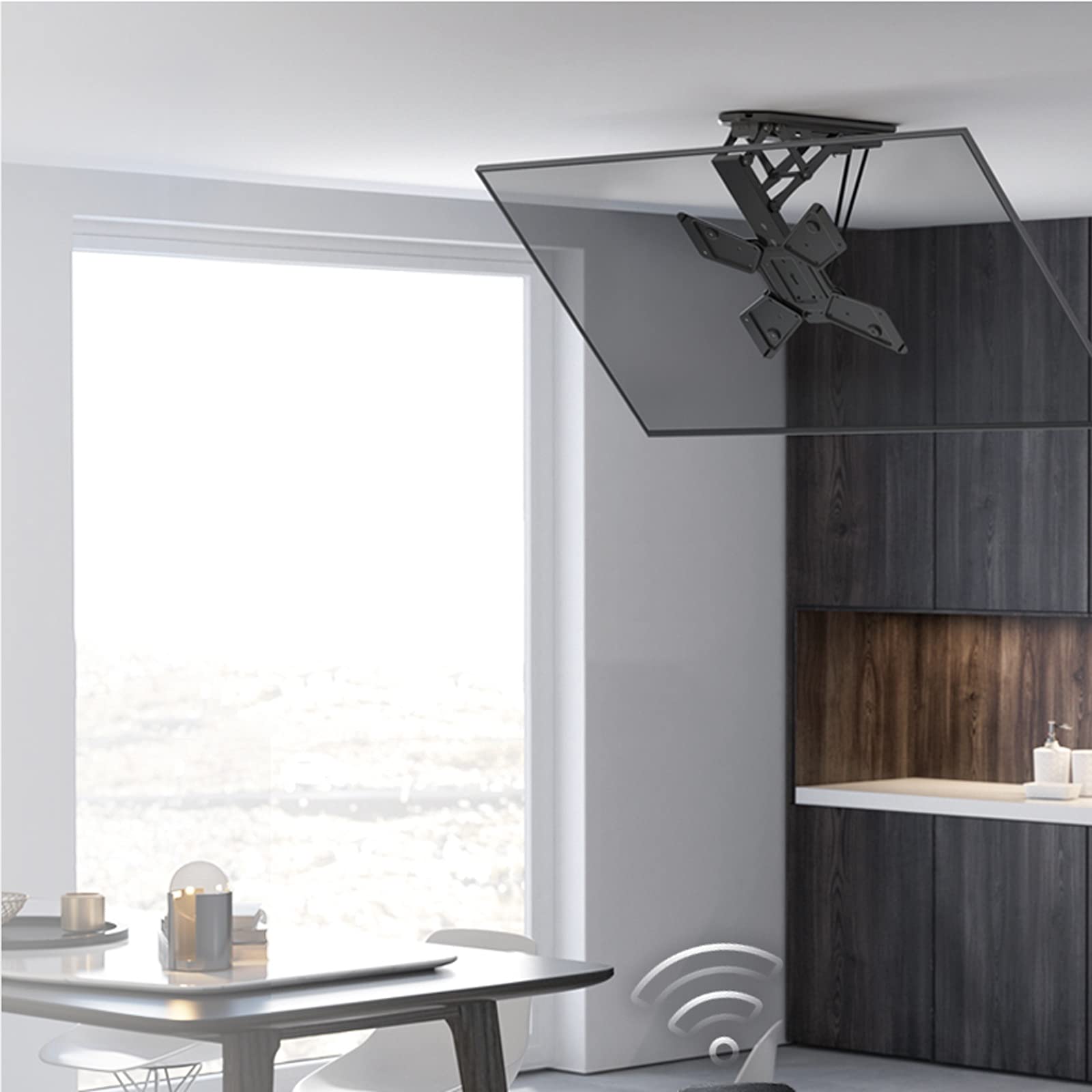 tv Stand Telecomando elettrico TV Pieghevole per soffitto a soffitto TV Stand adatti la maggior parte dei televisori curvi a schermo piatto da 32 a 55 pollici, fino a 66 libbre, VESA 40. 0x400mm. .per