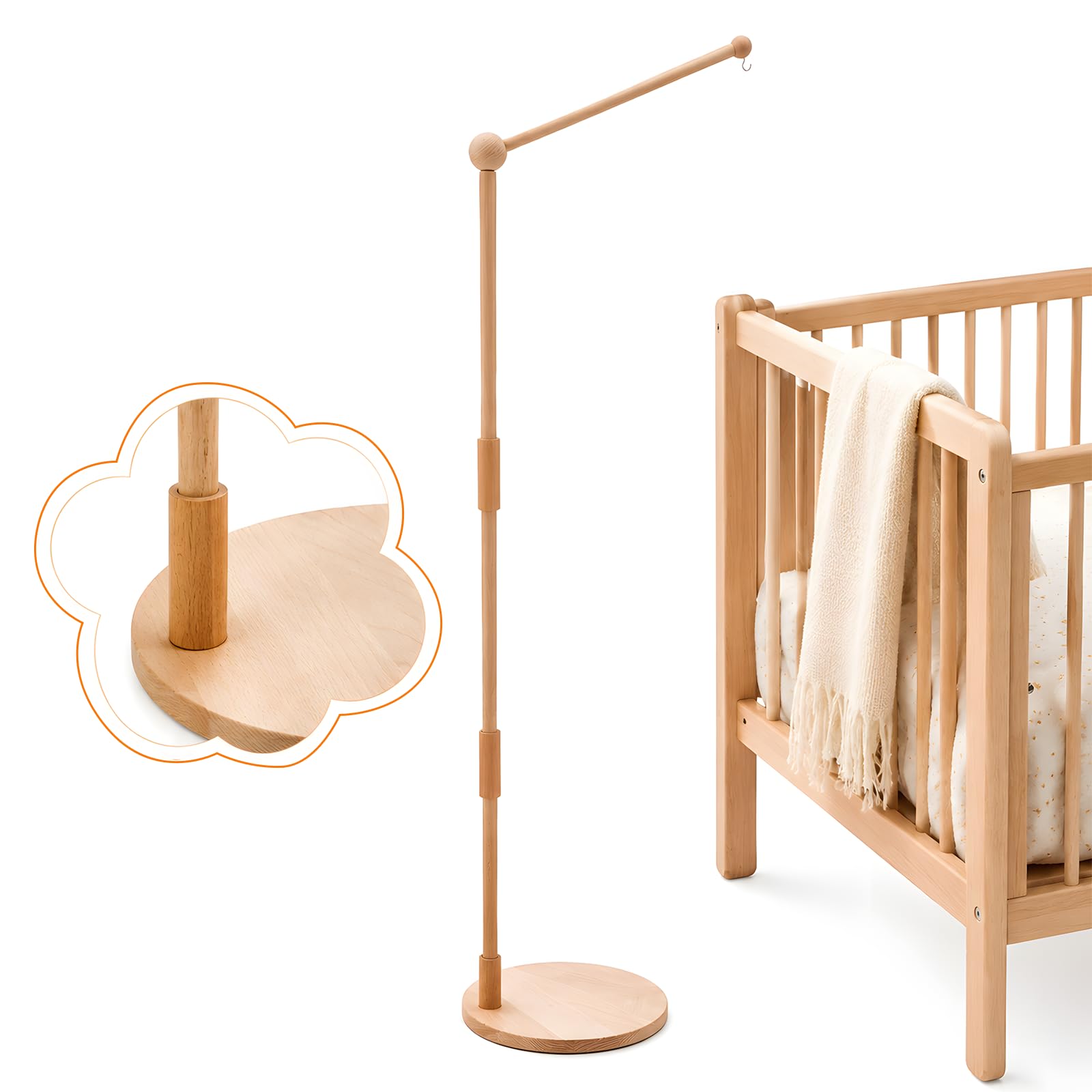Supporto Mobile Bambino in Legno di Faggio, a Pavimento & 360° Rotante