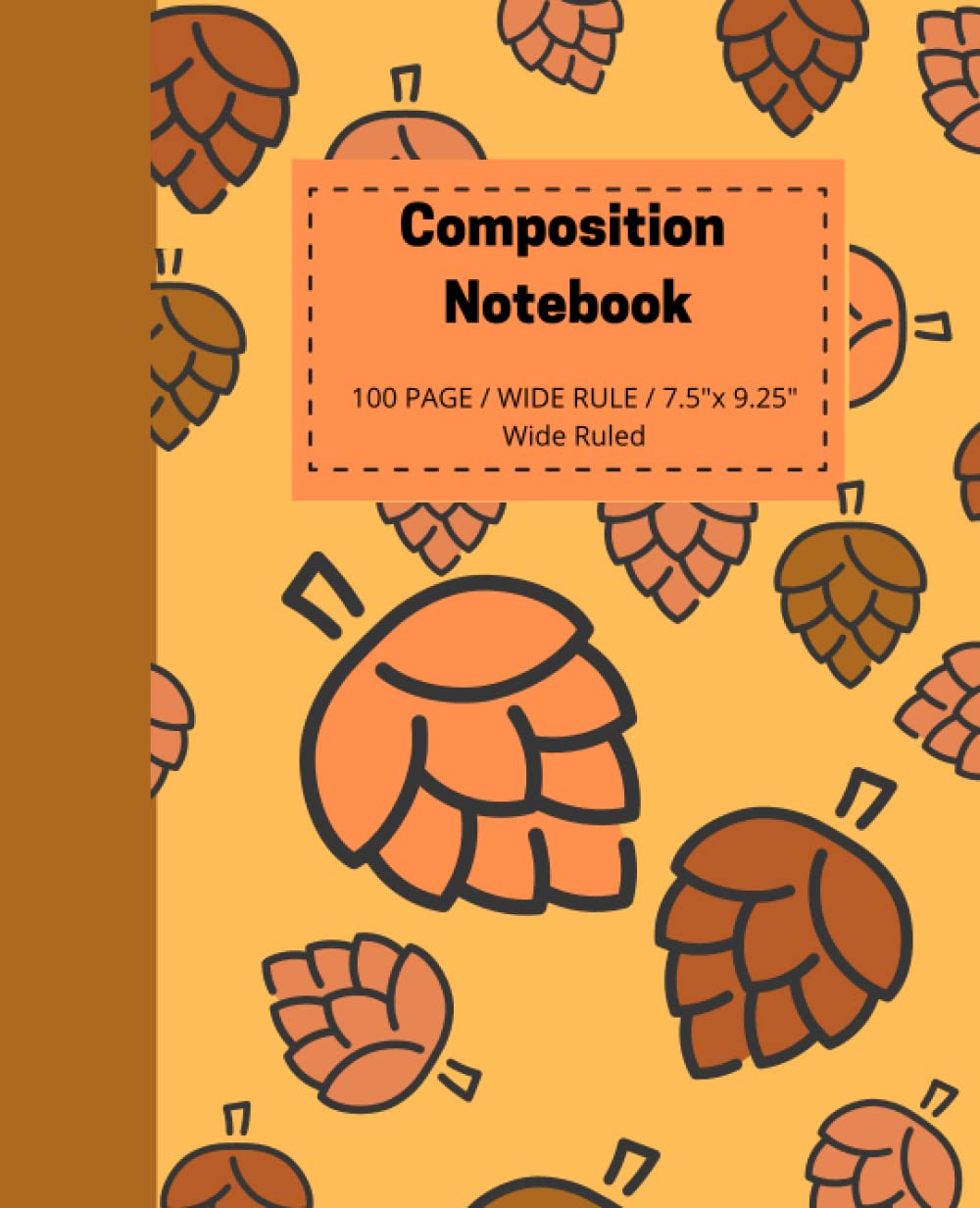 Composition Notebook Wide Ruled: Cute Pine Cone Pattern( 7.5 x 9.25 in)