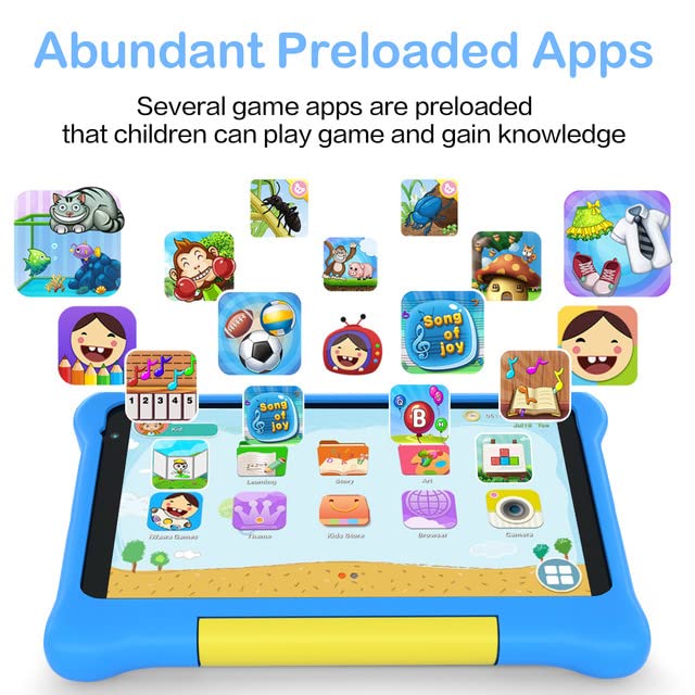 Kinder Tablet 7 Zoll Android 10 Go Quad Core 32GB 3500mAh, Tablet für Kinder mit Etui | Kindersicherung | WiFi | Bluetooth | Bildung |Unterhaltung (Blue) – Bild 3