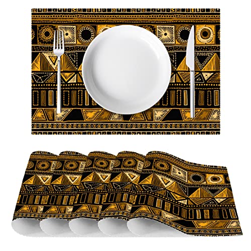 Sets de table anti-tache géométriques dorés pour protéger la table des plats chauds