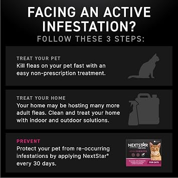 NEXTSTAR Flea and Tick Prevention for Cats, Repellent, and Control, Fast Acting Waterproof Topical Drops for Cats Over 3.5 lbs, 3+1 Month Bundle
