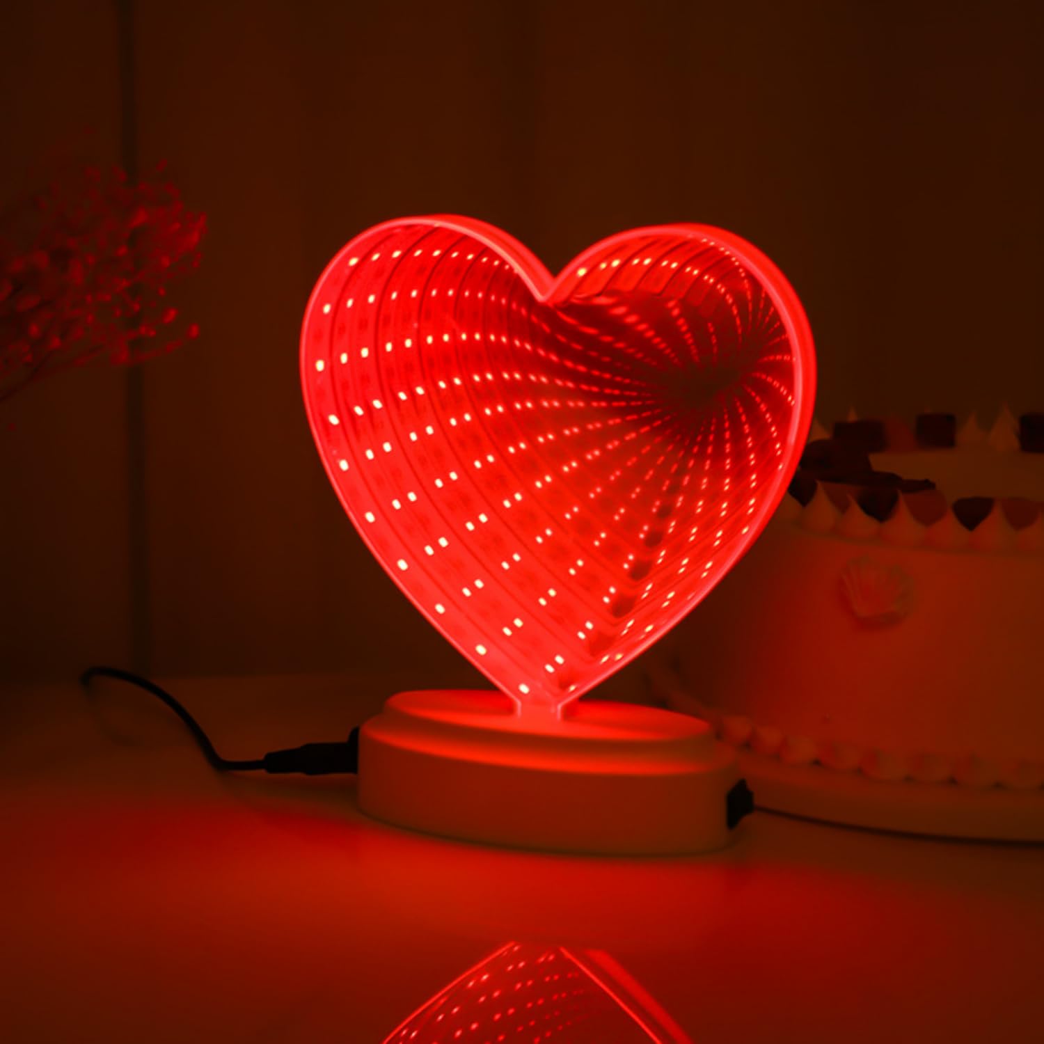 LED Mirror Effect Night Light, Dreamy Shape Decorative Neon Sign Bedroom, Living Room Decor Party, Valentine's Day Gift(Heart)