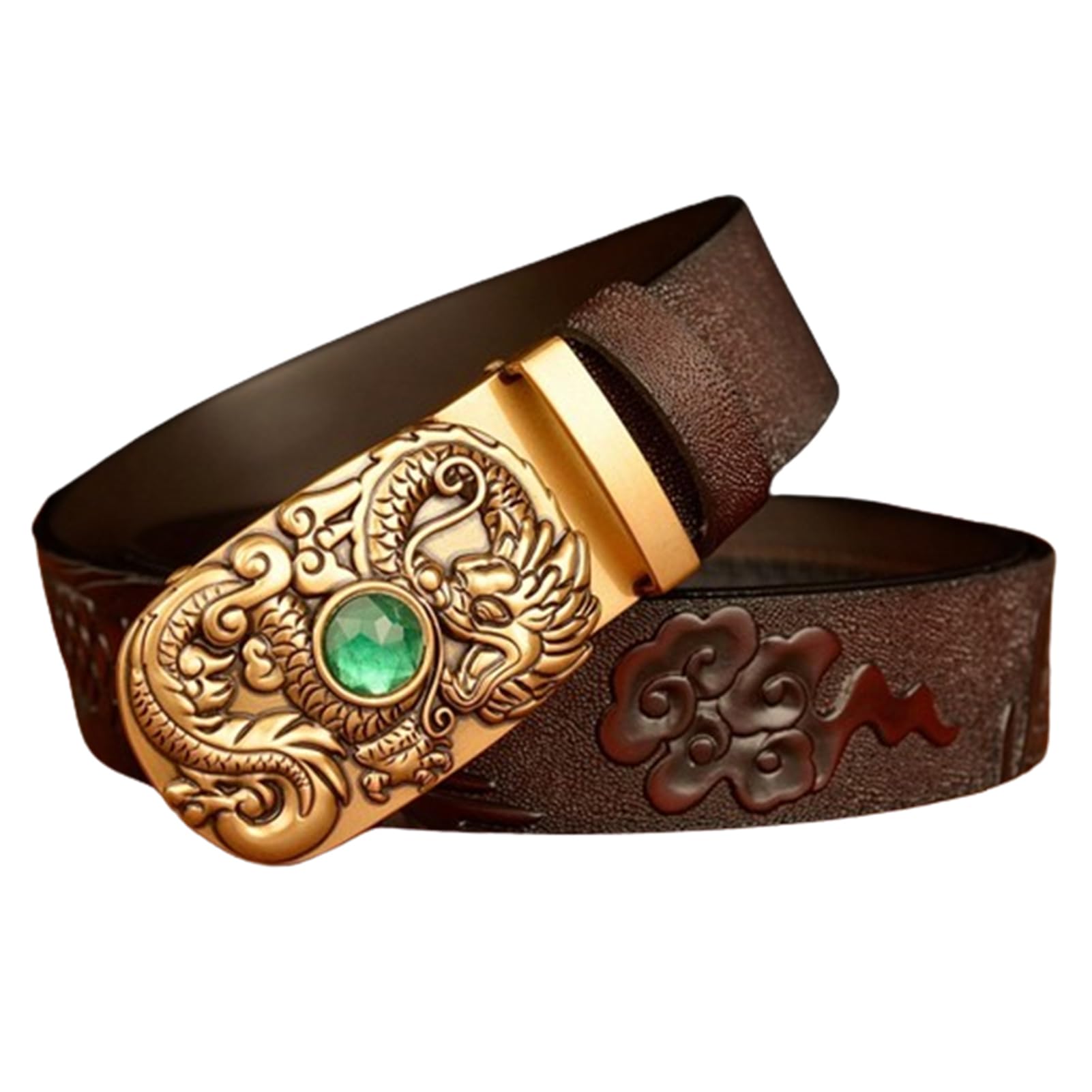 Ceinture Automatique En Cuir For Homme, Sans Trous, Gaufré Avec Fermeture Sculptée, Idéale For Les Tenues Habillées