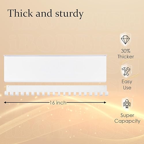 Miniatura 6 de iBobbish Percha de medallas de metal, estante antideslizante para trofeos con 20 ganchos, montaje en pared, resistente, no doblado, soporta 22-33