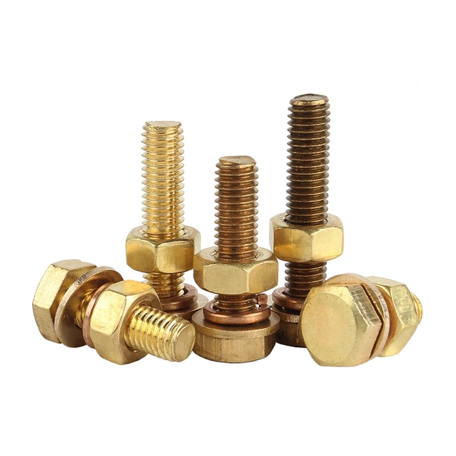 WUUKEPSG Brass Outer Hexagonal Bolt Screw Nut Flat Washer/16Mm/M4 (10Set)