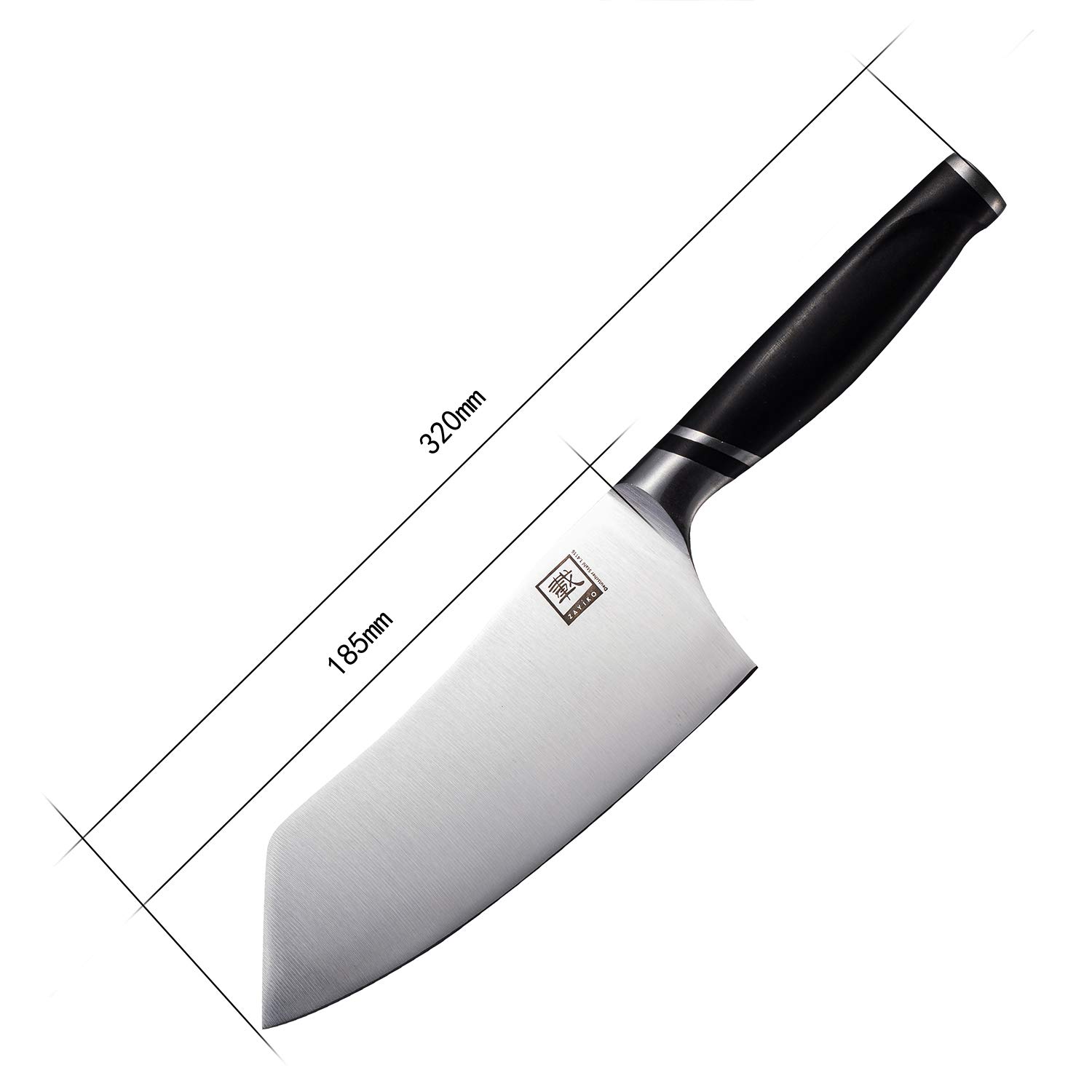 zayiko NAMI Chai Dao chinesisches Kochmesser 32 cm Länge mit 18,5 cm Klinge aus deutschem Edelstahl und ergonomischen Griff aus ABS, Vielseitiges Profi-Küchenmesser, Chefmesser, scharfes Kochmesser
