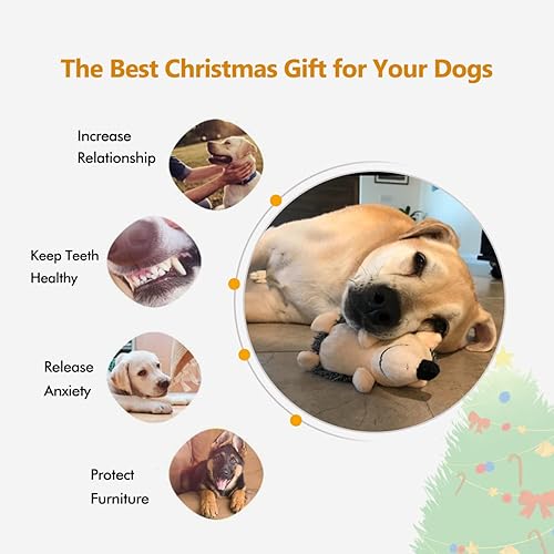 Miniatura 6 de Juguetes chirriantes para perros, juguetes duraderos de peluche arrugados para masticar, juguetes interactivos para perros pequeños, medianos y