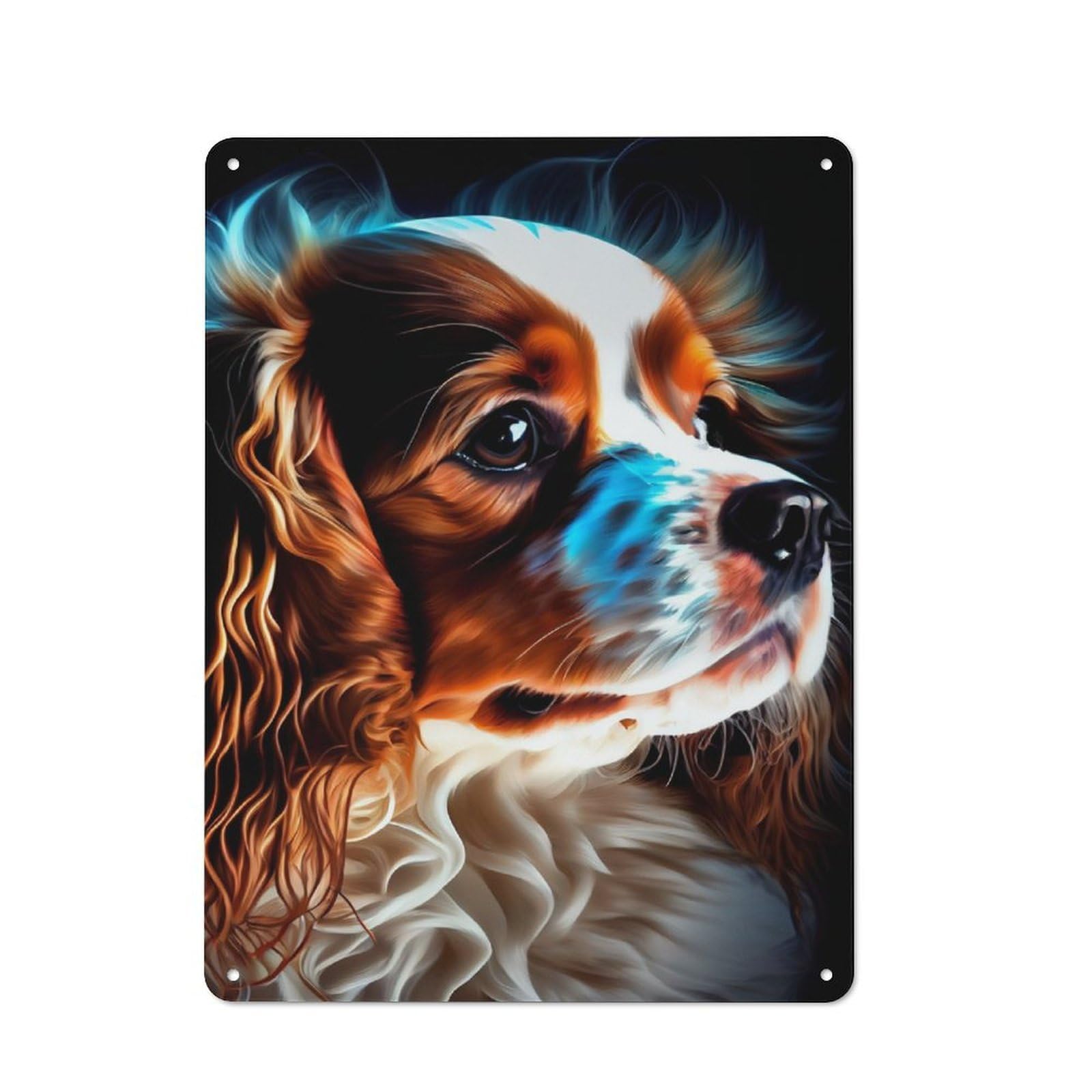 Junmoney Cavalier King Dog Garage Style Decorative Metal Plaque 40X30cm, Garage Wall Decor For Workshop, Basement, Shed Or Games Room