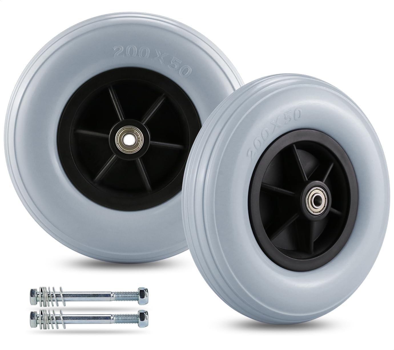 AARAM Wheelchair front Wheels castor tyre Roller Rubber Replacement Wheel for disabled handicapped Wheelchair Replacement Parts for Wheelchairs, 200 x 50 (8 inch x 2 inch) set of 2 pcs