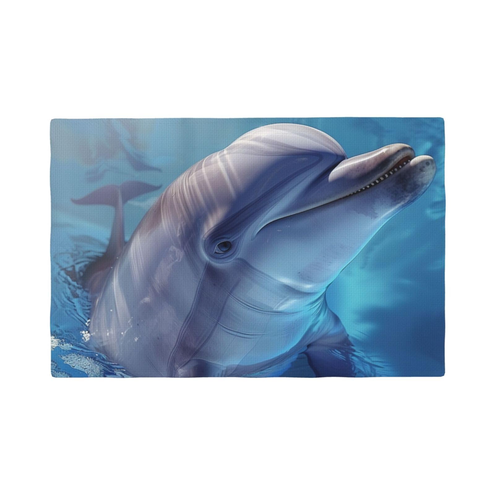 winter the dolphin Print Placemats Set, Heat Resistant Washable Placemat 12x18in Table Mats for Party Kitchen Dining Table Decoration Indoor Outdoor, Four Pieces