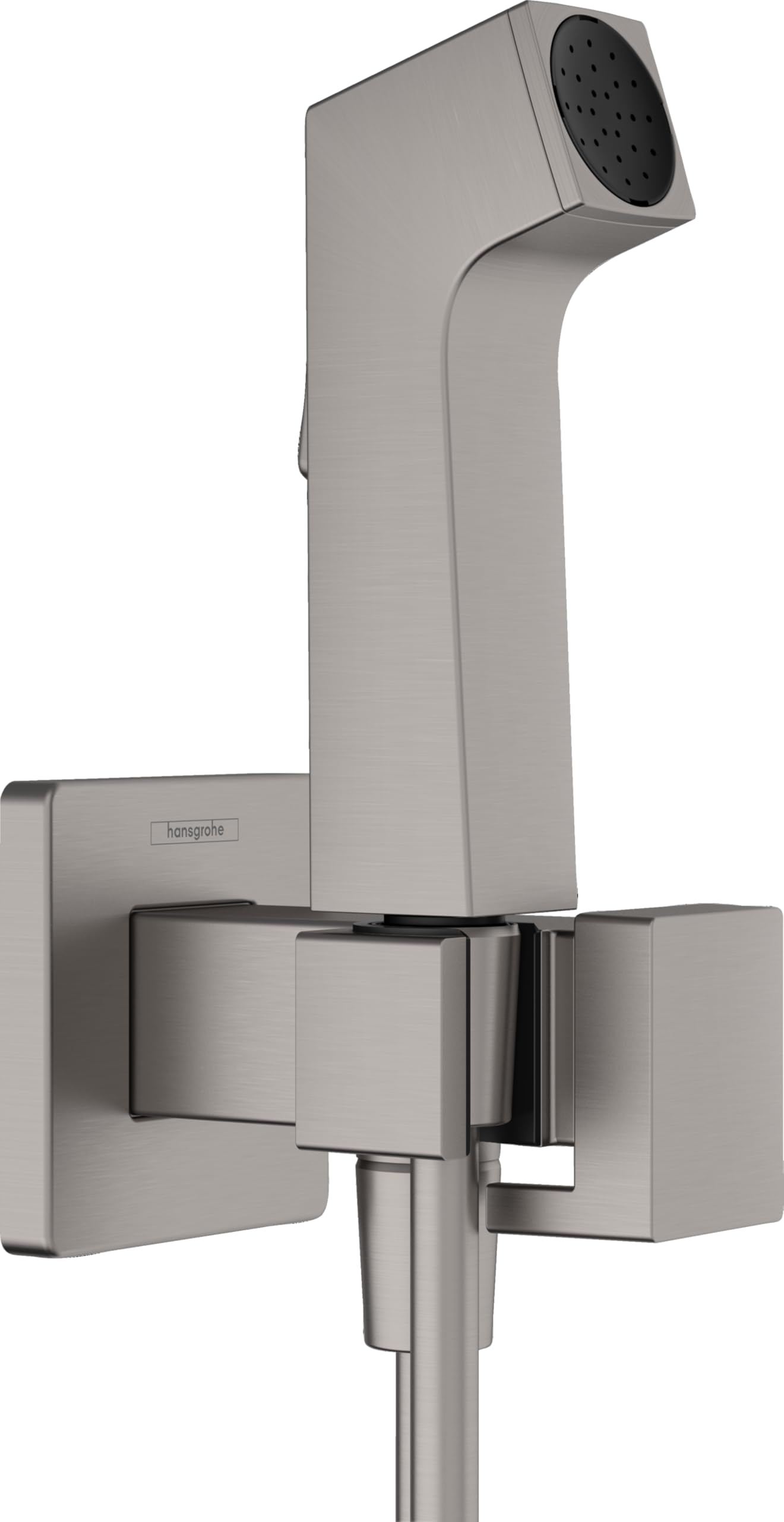 hansgrohe Bidet Set E, Bidet Shower with 1 Type of Water Saving Jet (EcoSmart), incl. Stopcock, Shower Bracket and Shower Hose 1.25 m, for hot Water, Brushed Black Chrome