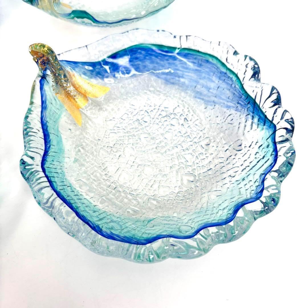 【金彩孔雀ガラスプレート】4枚セット/ガラス工芸 未使用品 金彩孔雀ガラスプレート 4枚セット/ガラス工芸 逸品セレクション