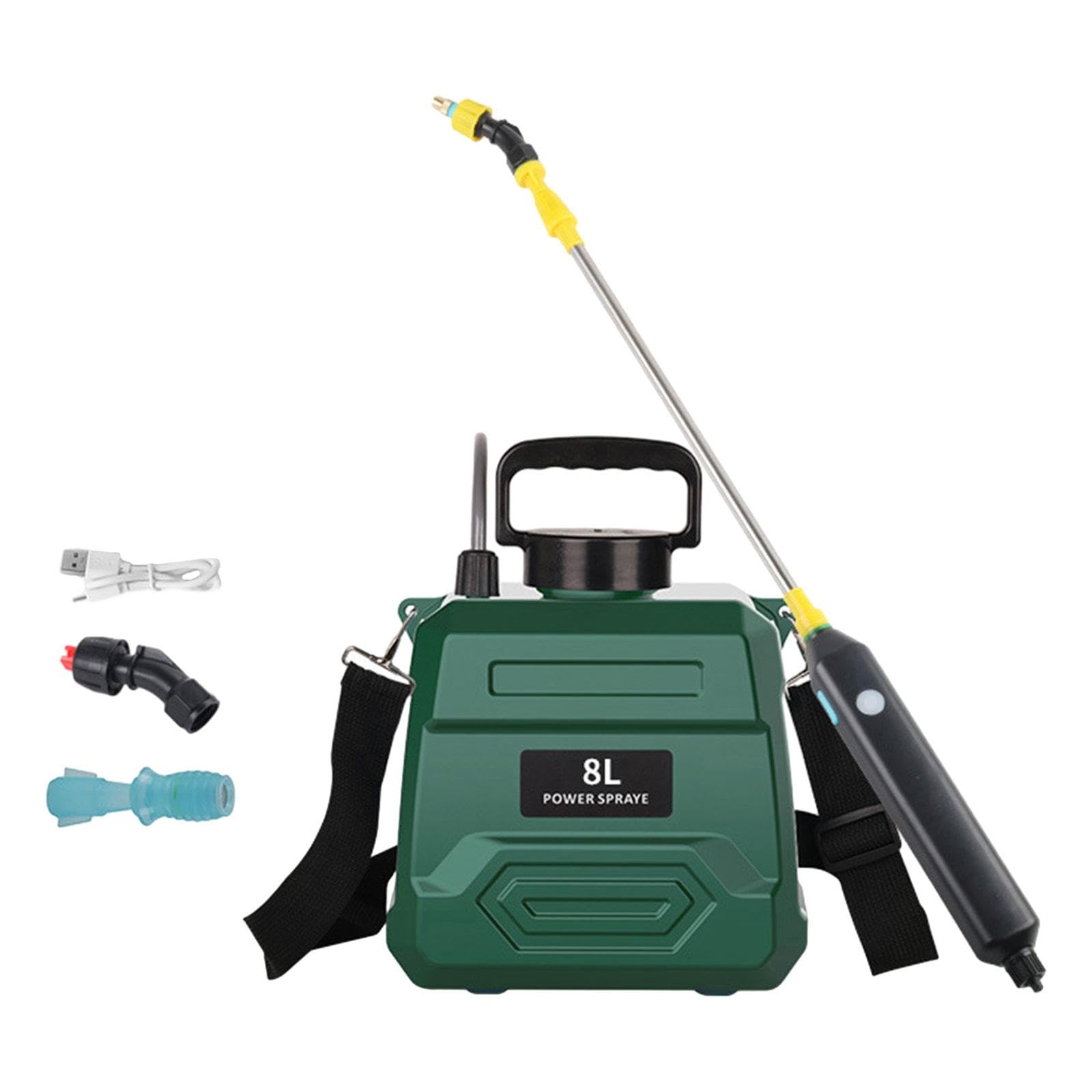 rockible Pulvérisateur électrique de Jardin avec 3 Buses de Brouillard, Poteau Télescopique, Multifonctionnel, Portable pour L'arrosage du Jardin et Le Nettoya, 8 litres Vert