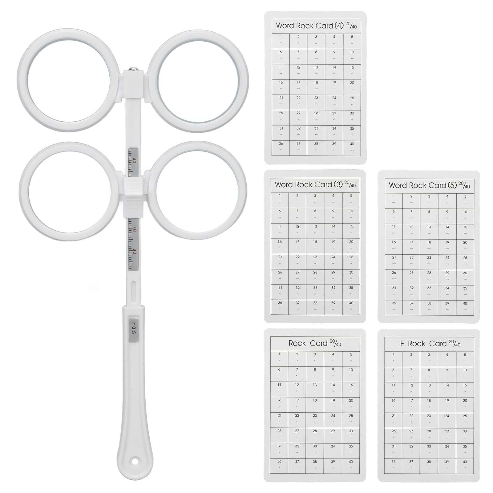 Optischer Flipper, Kunststoff, verstellbares Optometrie-Flip-Linsen-Instrument, Augenhalter, Augentrainer-Okkluder mit Sehtestkarte für Amblyopie (weiß)