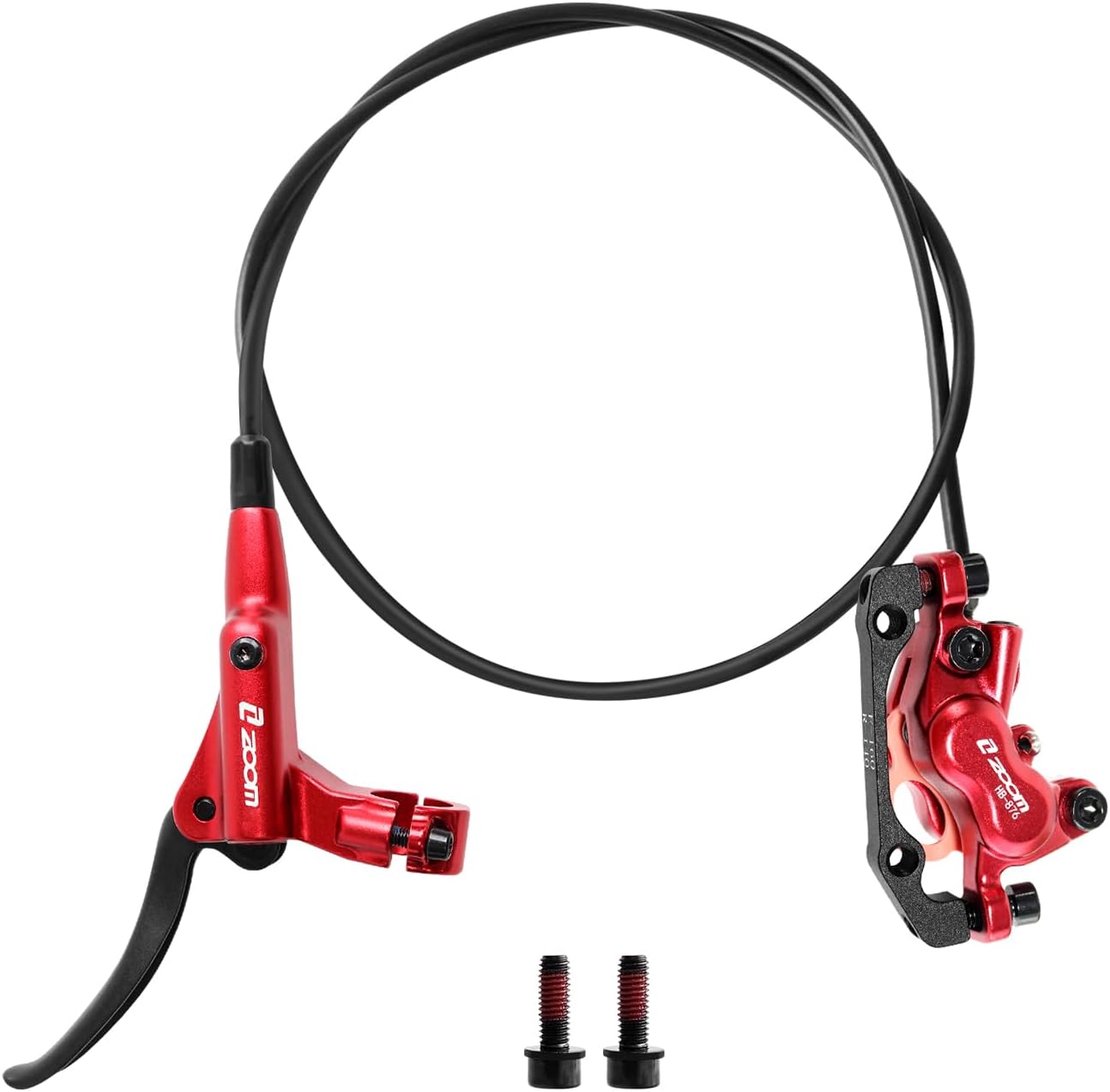 Z00M HB876 4-Pistons Hydraulic Disc Brake Set, MTB Hydraulic Brakes Left Front 850mm Mountain Bike Brakes Bicycle Disc Brake for eBike, Mountain Bike, Road Bike, Fat Bike(Pre-Bled)