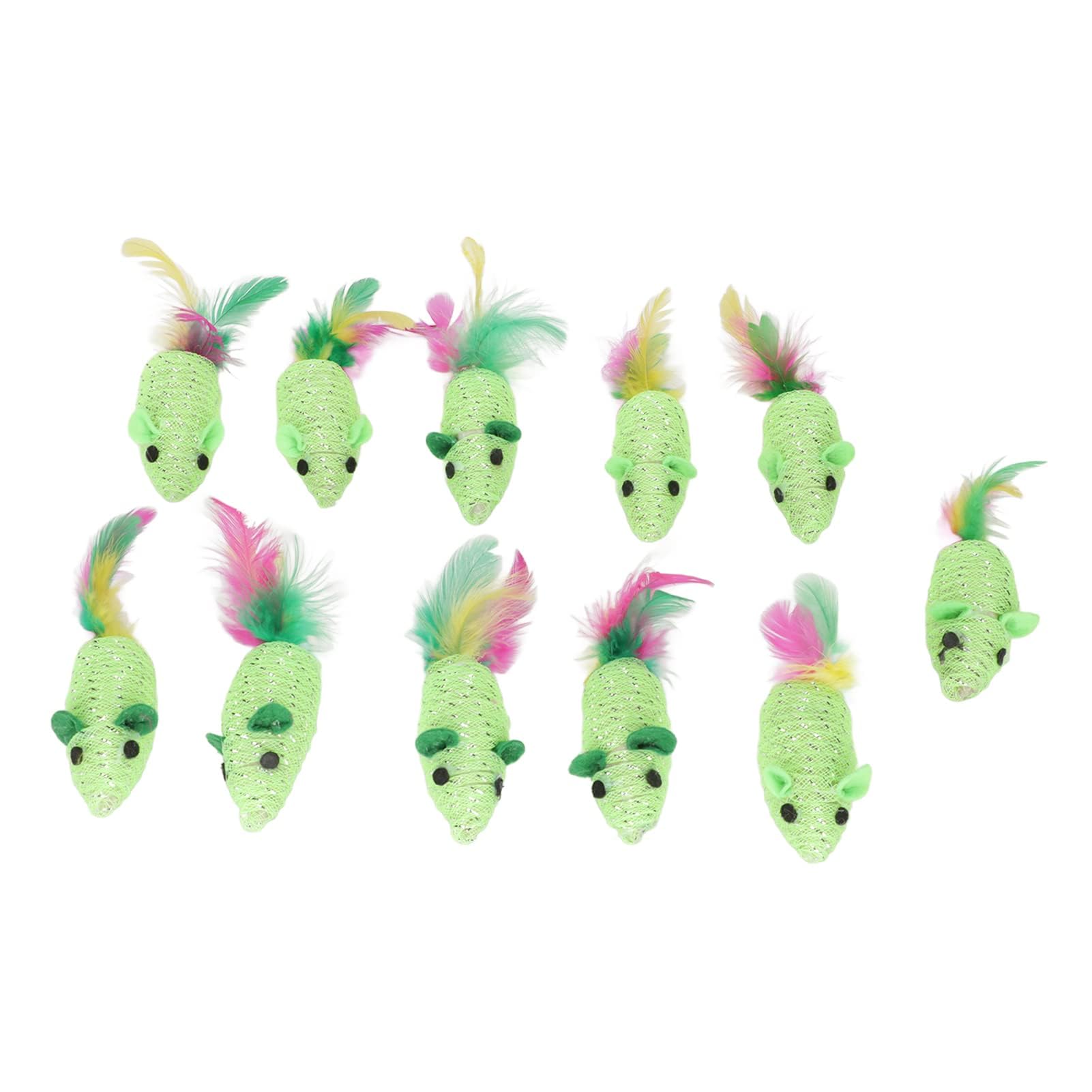 11PCS Chat Souris Jouets, Multi-usages Couineur Hochet Chat Jouets Souris Interactive Chat Jouet Souris Pour Chats D'intérieur Vert