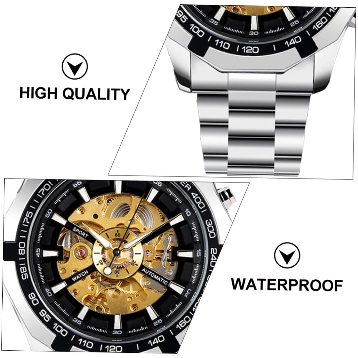 IMIKEYA 1pezzi Orologio Meccanico Scheletrato per Uomo Quadrante Chiaro Funzioni Impermeabili e Luminose senza Batteria Adatto Qualsiasi Occasione