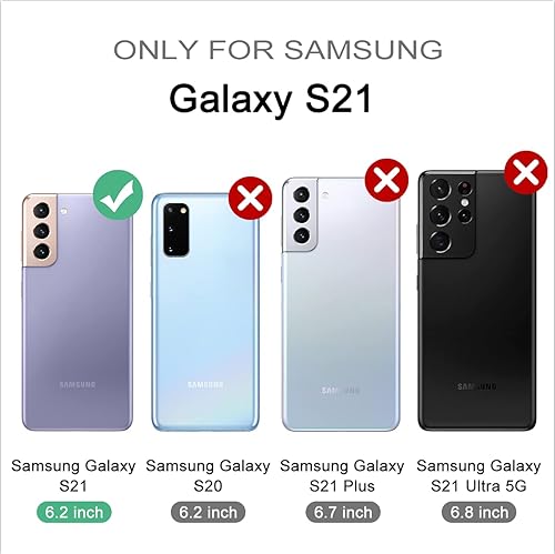 Miniatura 8 de Dexnor Funda para Samsung Galaxy S21, Protector de pantalla y soporte integrados Protección de grado militar resistente a prueba de golpes para