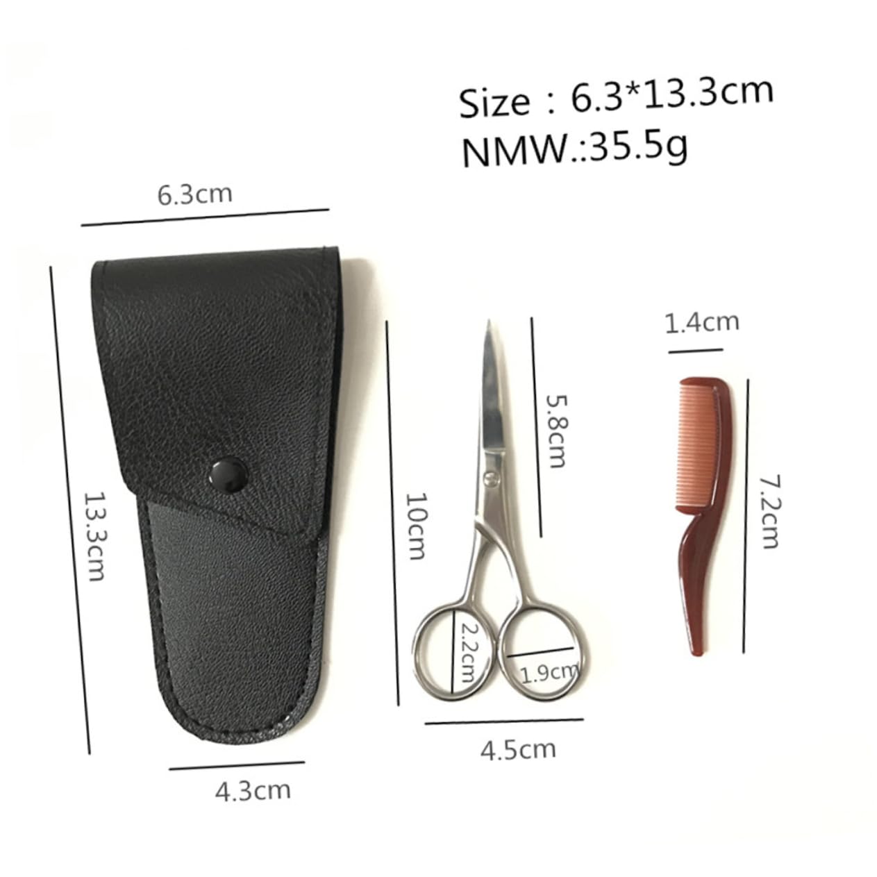 VICASKY 1Set Stainless Steel Beard Trimming Scissors Kit with Comb for Precision Grooming for Barbershops Home Use Durable Portable Care Accessory