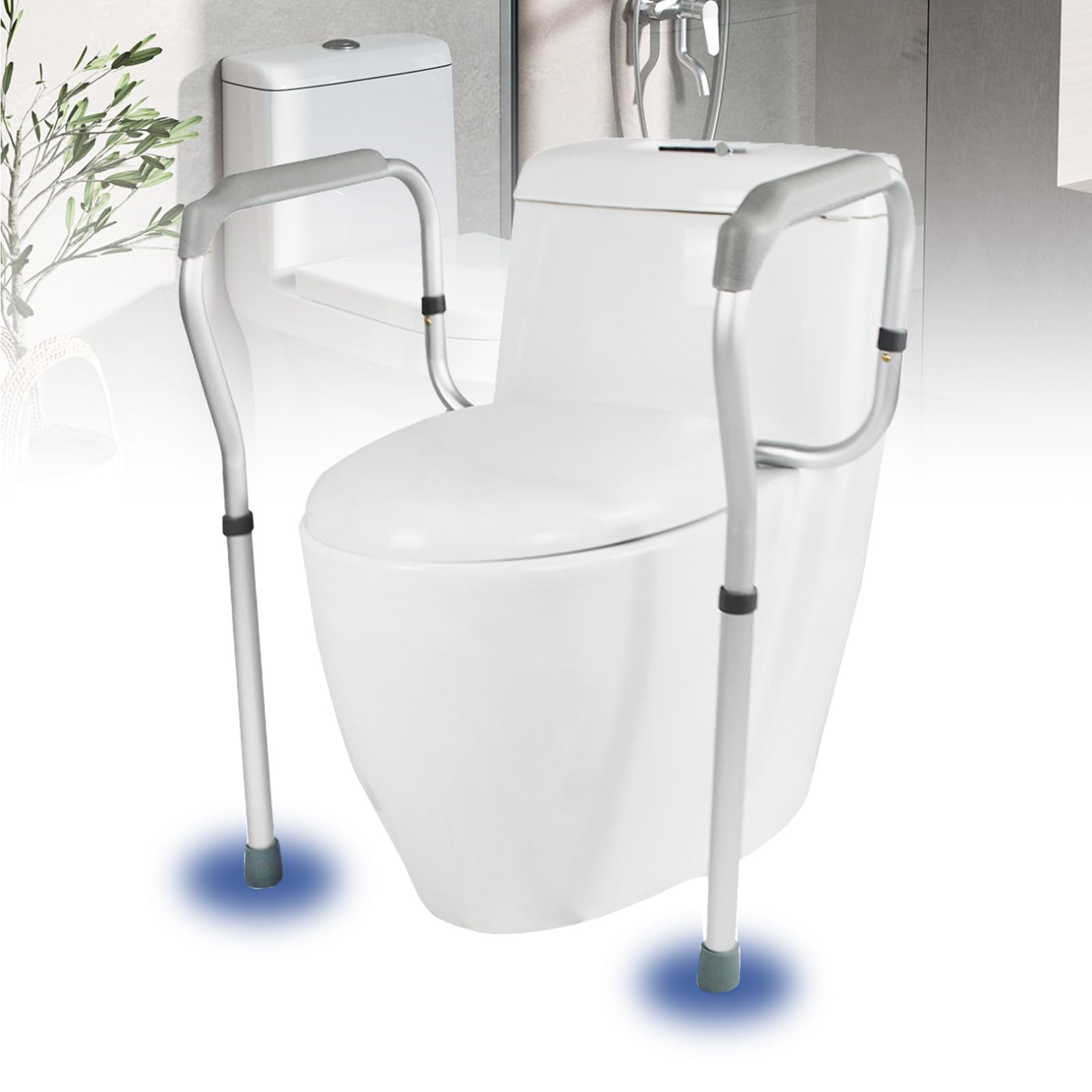 Struttura Di Supporto per Toilette, Rialzo WC per Anziani, Ausilio per WC con Regolazione In Altezza, Supporto di Sicurezza Telaio Autonomo per WC, Supporto wc per Anziani Disabili Incinte