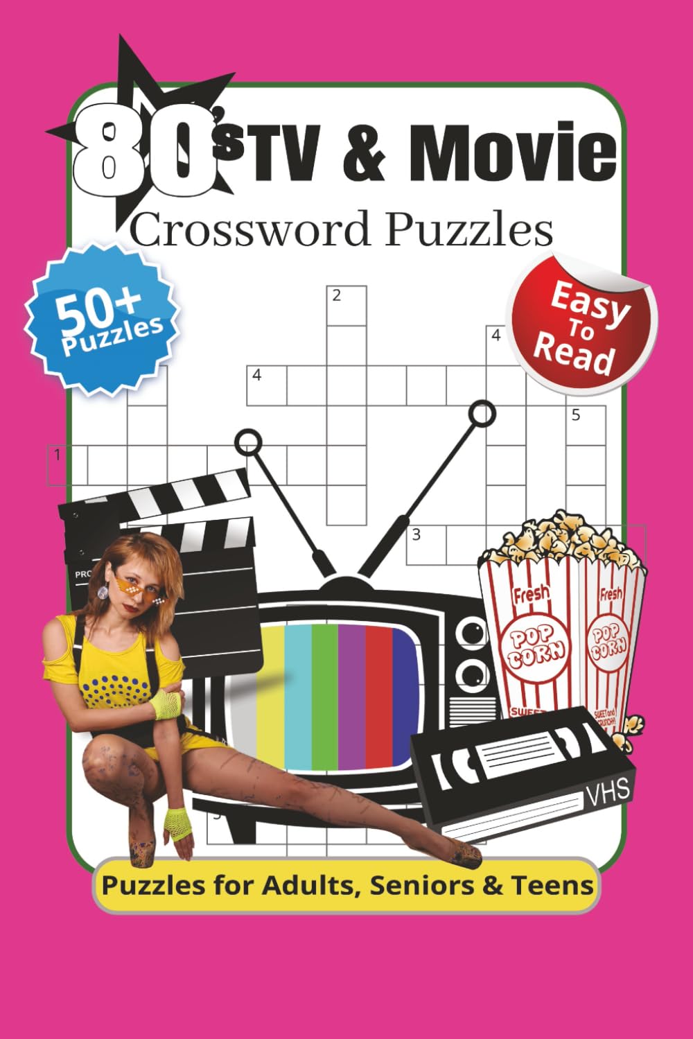 80s TV & Movie Crossword Puzzles: Crossword Puzzles with Easy To Read Print About 1980s TV, 1980s Movies, 1980s Celebrities and More | 6x9 inches, 120 ... Gift for Vacations, Holidays and Relaxation