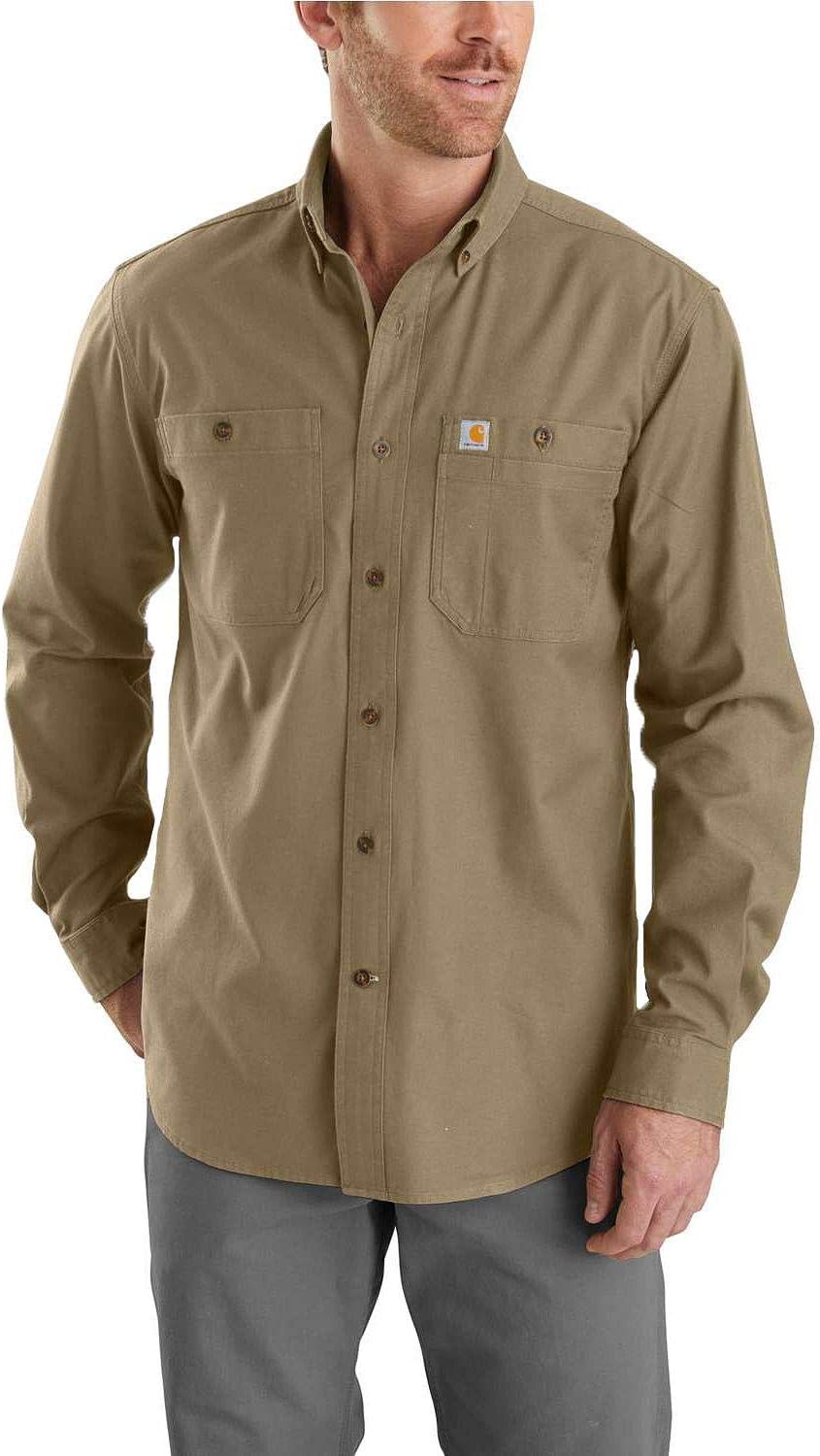 Carhartt Mens Rugged Flex Relaxed Fit Midweight Canvas Long-Sleeve Shirt