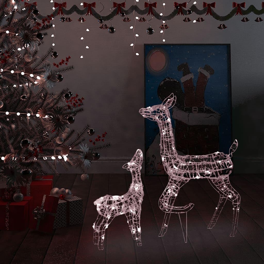 lichterkette,lichterkette batterie,led lichterkette,LED-Rentier-Familie Weihnachtsdeko Acryl 160 LED WarmweißGeeignet für Patio, Schlafzimmer, Wohnzimmer, Weihnachten