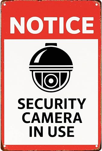 Security Camera Notice Funny Wall Decor Retro Metal Sign Poster for Garage Man Cave Bathroom Bedroom Farm Inspirational Popular Wall Art 8x12 Inch