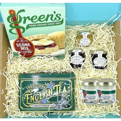 Great British Afternoon Tea & Scone Hamper – Traditional Party Set For 2 – Strawberry & Raspberry Jams, Lemon Curd, Clotted Cream & Scone Baking Mix – Ultimate British Sweet Treat Box - Thumbnail 2