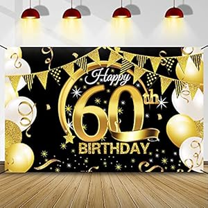 60 Geburtstag Dekoration Schwarz Gold, 60 Geburtstag Banner, 60 Geburtstag Party Dekor für Frau Mann, 60 Hintergrund…