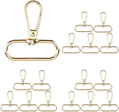 Paquete de 15 cierres giratorios de metal para gatillo de 1.5 pulgadas, ganchos giratorios ovalados, cierres de langosta para llavero, gancho para