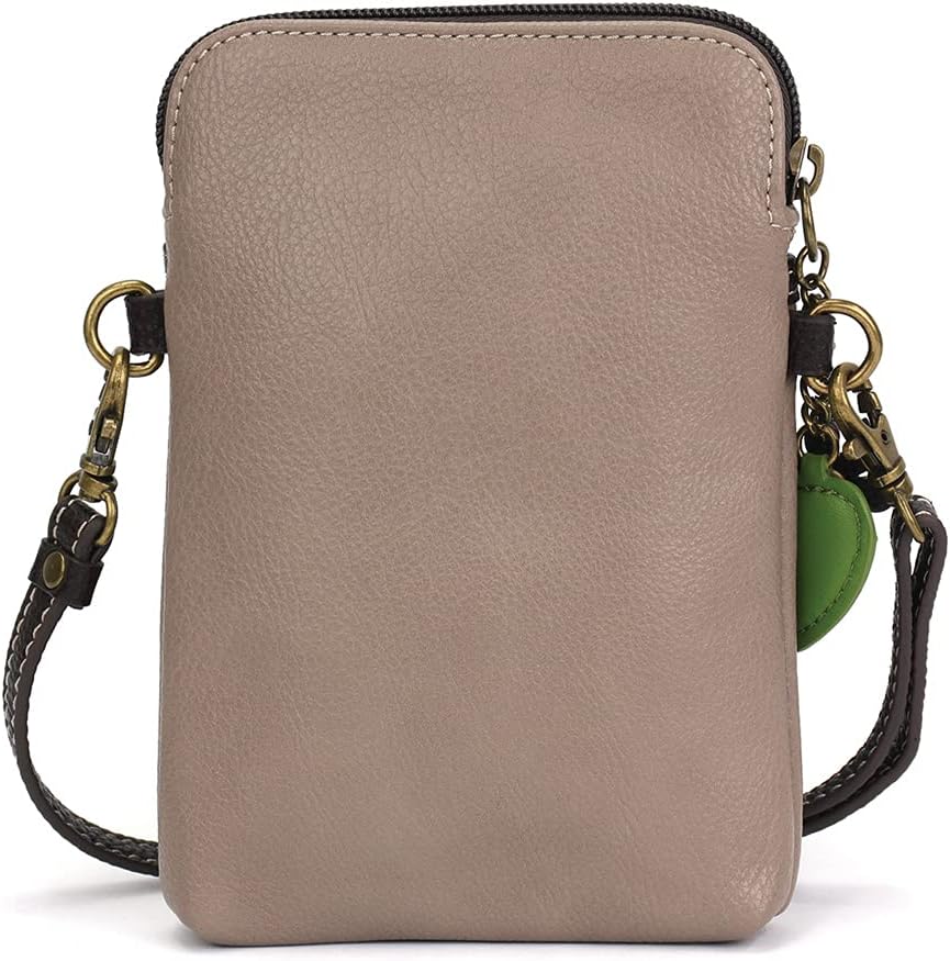 CHALA Plant Life Collection Cell Phone Crossbody Purse-Women PU Leather/Canvas Multicolor Handbag with Adjustable Strap - Calla Lily - warm gray - Image 3