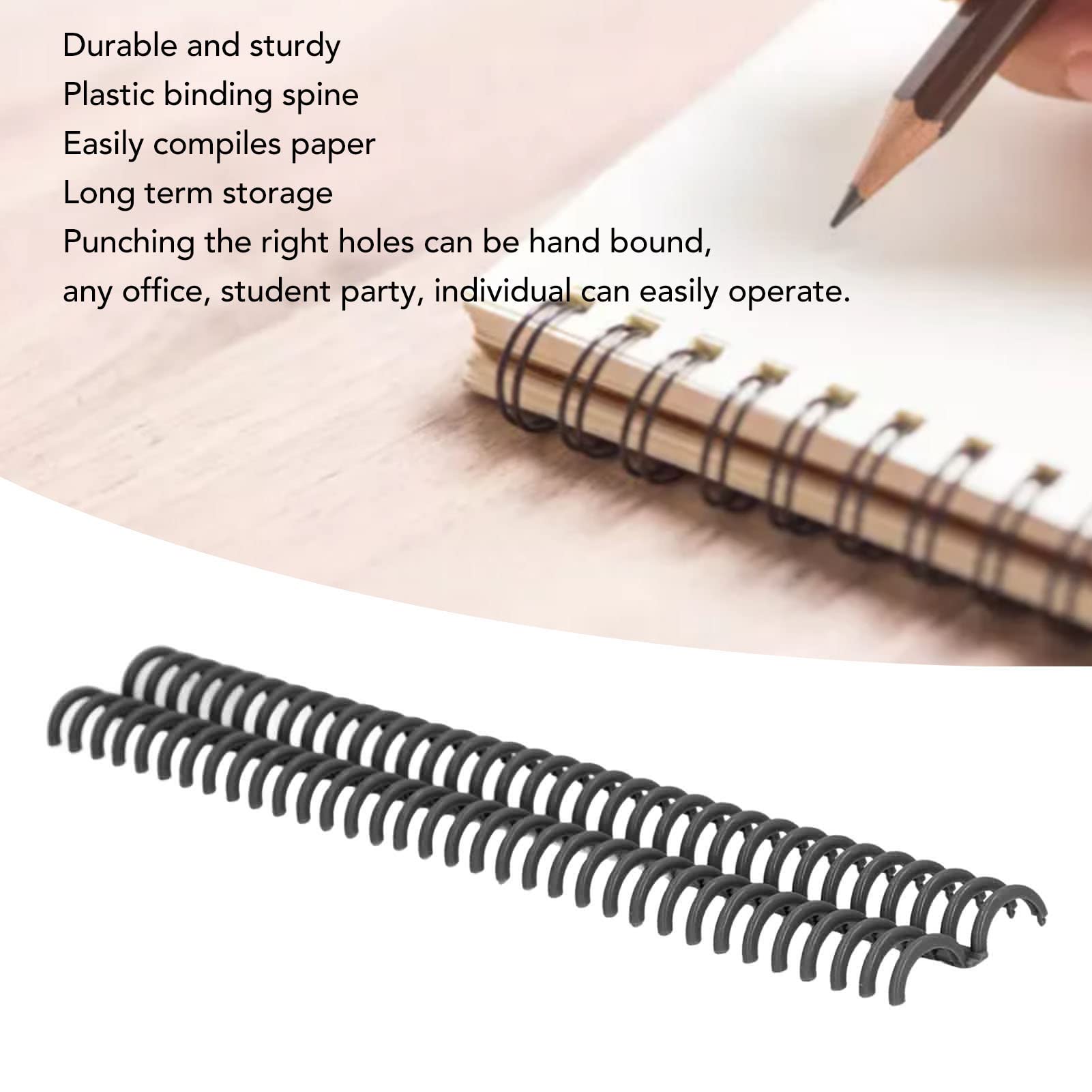 10 Pezzi Di Spine Per Rilegatura A Pettine 15 Mm 34 Fori In Plastica Nera Pettini Per Rilegatura A Fogli Sfusi 120 Fogli Di Capacità Per Libro Di Cancelleria Anello Per Quaderno Diario(Nero)