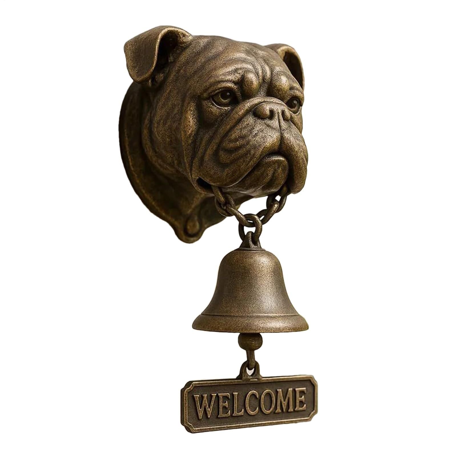 Vintage Rustic Welcome Dog Doorbell - French Bulldog Resin Bell for Garden, Porch, or Entryway | Animal Home Decor(D)