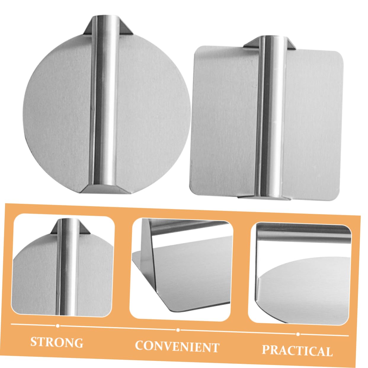 SOLUSTRE 2pcs Stainless Steel Burger Press Manual Burger Patty Maker for Shaped Patties Easy to Clean and Operate for Cooking Enthusiasts and BBQ Lovers