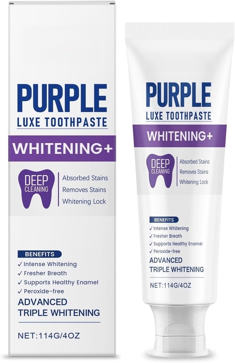 Purple Whitening Toothpaste 114g for Yellow Teeth Stain Removal