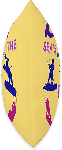 Miniatura 2 de Kitesurf Gifts and Surf Lover Tees by taiche Kitesurfer Silhouette Pattern with Seas The Day Quote 5 Throw Pillow, 16x16, Multicolor