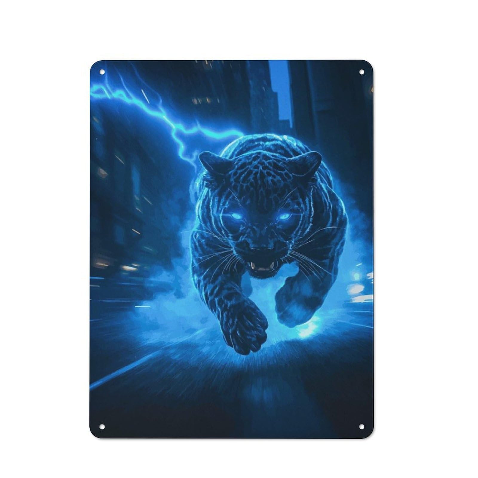 Junmoney Electric Panther Retro Tin Wall Plaque 40X30cm For Home Office Or Studio, Wall Decoration For Home Offices And Studios