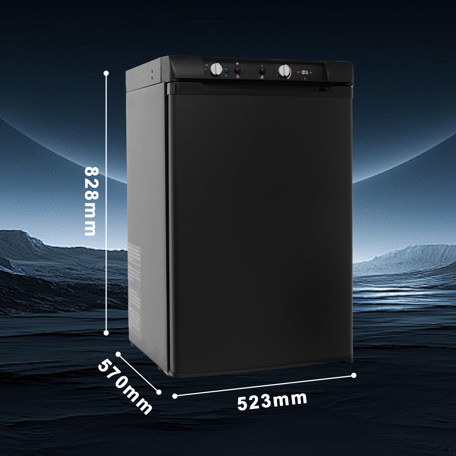 Smad Camping kühlschrank Gas 12v 230v, 100L Gas kühlschrank mit Eisfach, für Camping, Haus, Wohnwagen, Garage, Gite, Schwarz