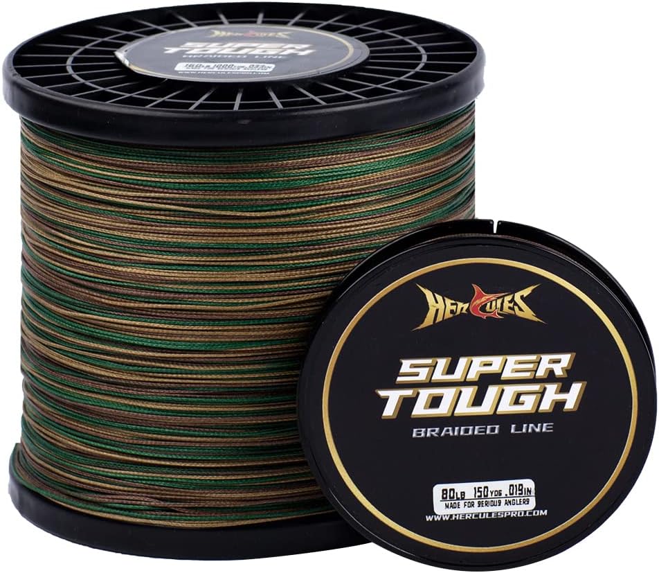 HERCULES Super Tough Braided Fishing Line 65 pounds Test Camouflage 65LB (500 Yards) - 8 Strands