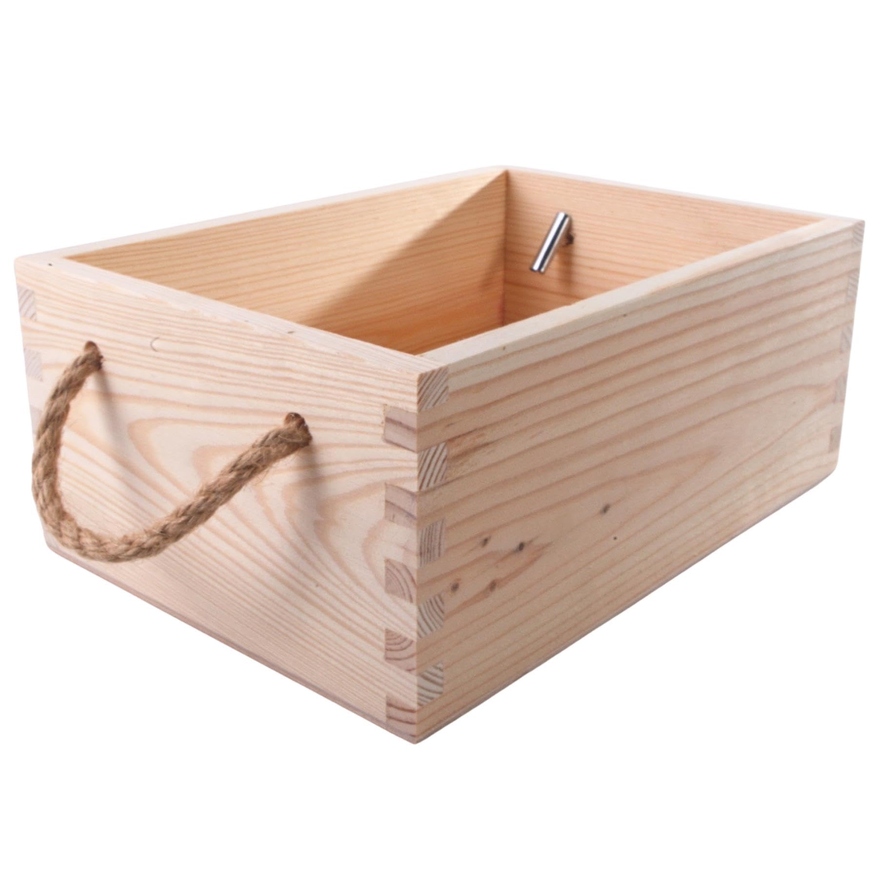 B&Q -  Rectangular Wooden Box With Rope Handles 24.5X17X11Cm Smooth Pine Crate Gift Hamper Storage Display For Home Craft Diy