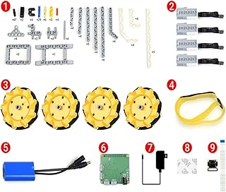 Programmable toys robot Building Block Robot with Mecanum Wheels, 5MP Camera,Build Your Own Smart Robot (Size : BuildMecar-Kit-B)