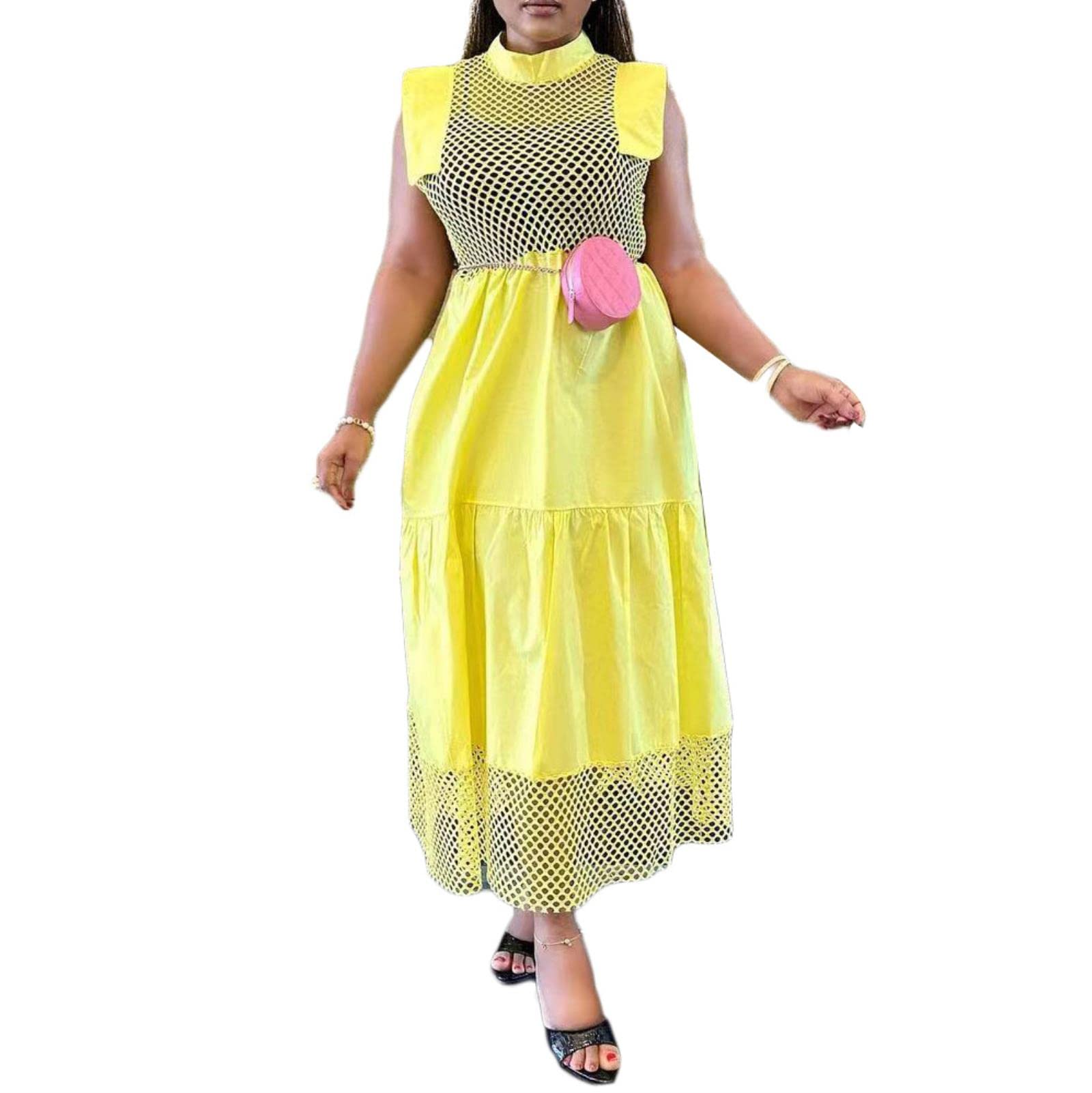 Vestidos Nueva Costura Hueca De Verano De Verano De Gran Tamaño Vestido Elegante Sexy Suelto