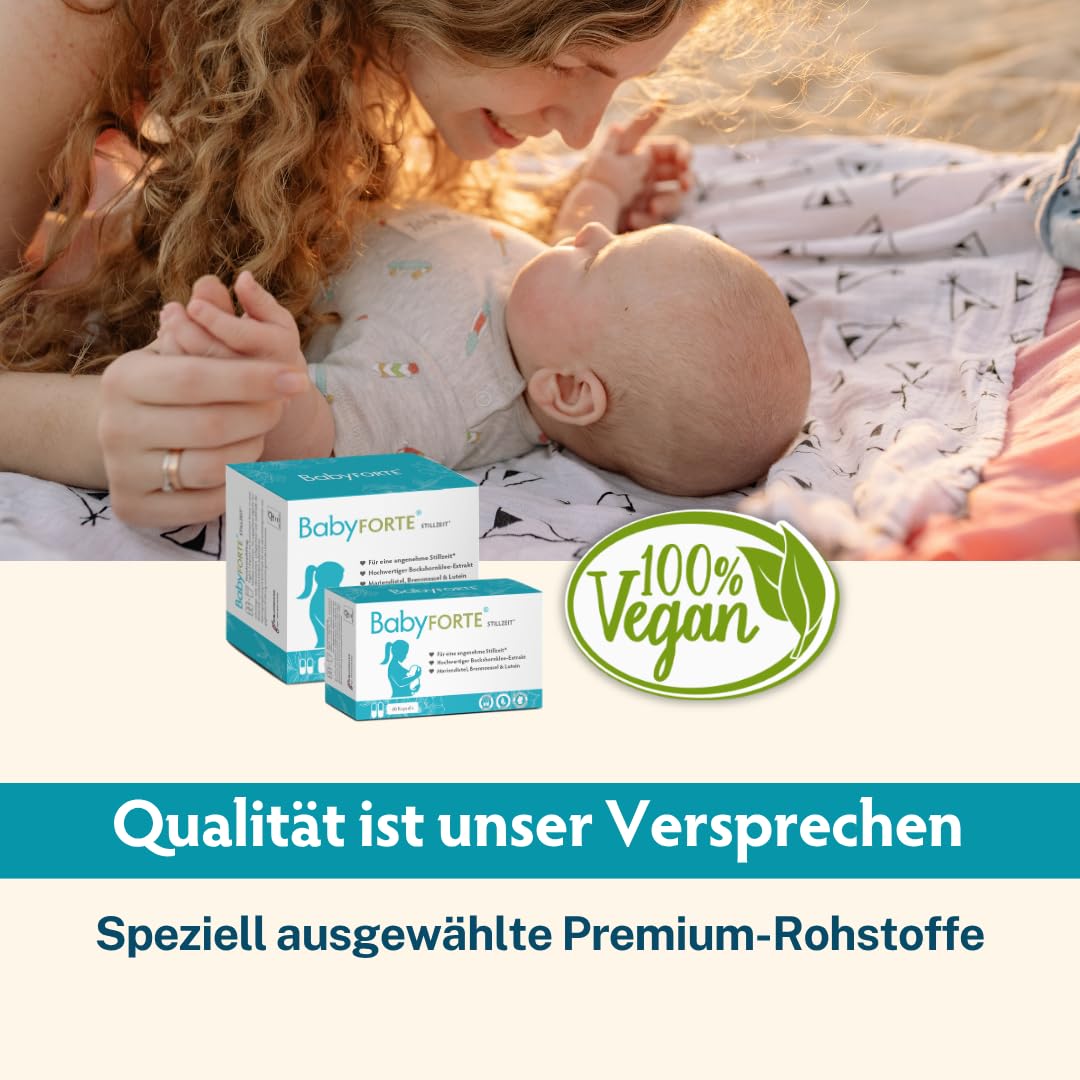 BabyFORTE® Stillzeit 180 Kapseln - 90 Tage - Bockshornklee 15:1, Eisen, Lutein, extra ohne Fenchel, Stillzeit Vitamine