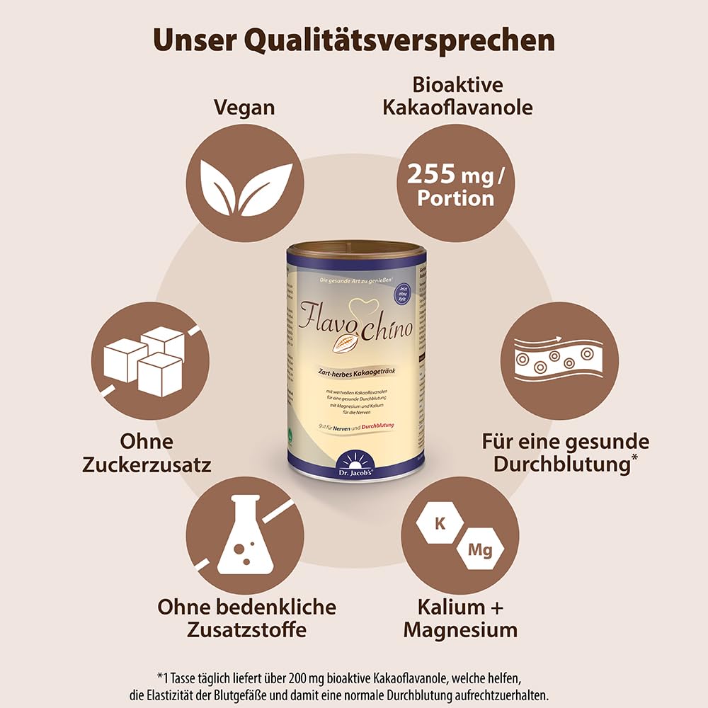 Dr. Jacob's Flavochino puszka 450 g delikatny napój kakaowy z lawanolami kakaowymi z minerałami bez dodatku cukru