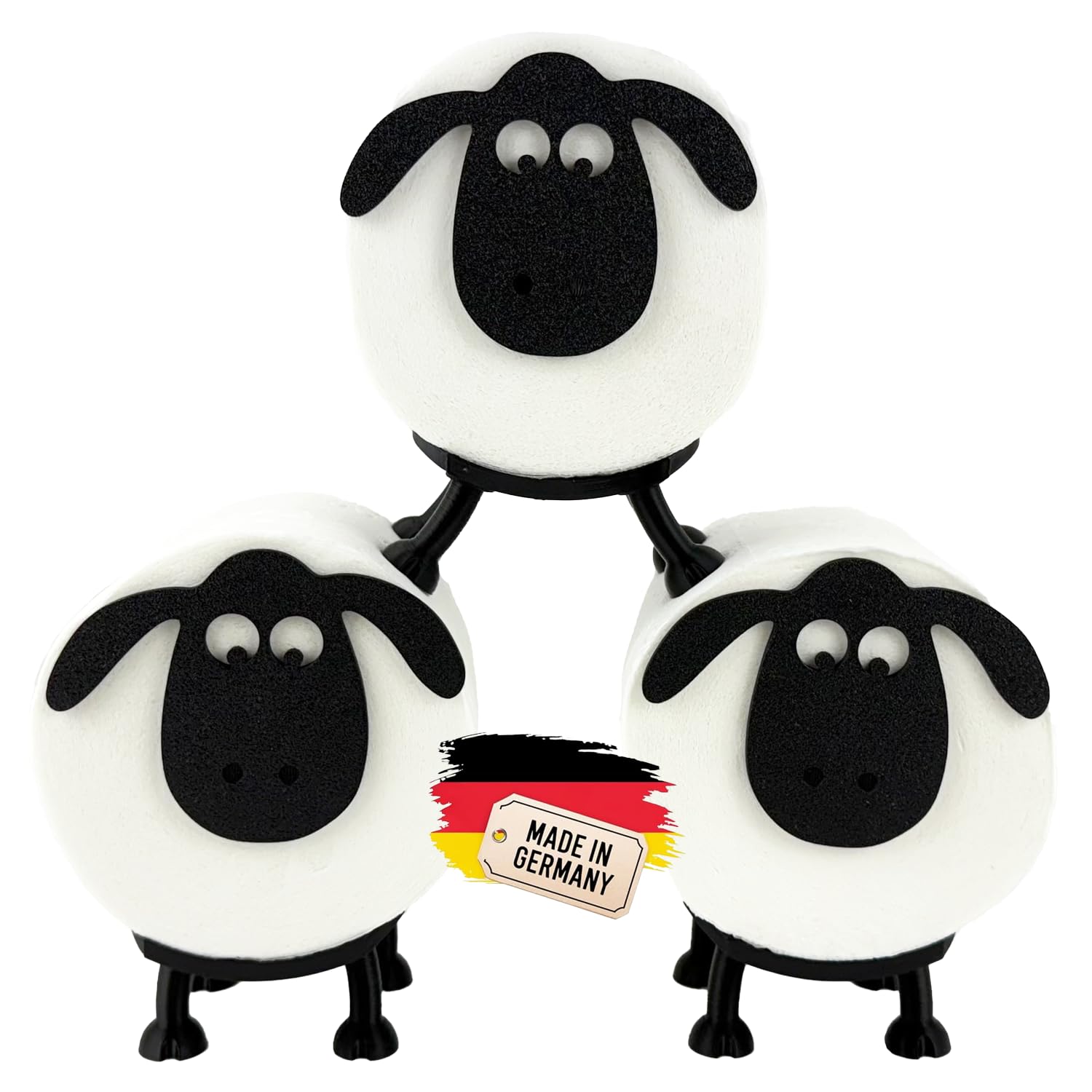 Naturalspring 3X - Stackable Slim (Black) Naturalspring® Dori - Sheep Toilet Paper Holder | Toilet Paper Decorative Black | For 42 And 44 Mm Rolls | Toilet Roll Holder Toilet | Replacement Roll Holder (3X - Stackable Slim (Black))